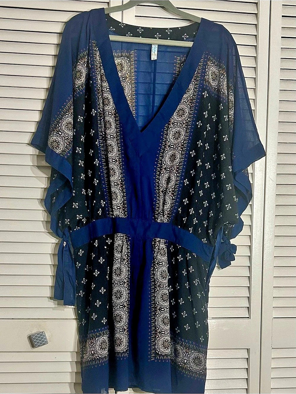 Free People Santa Cruz Kimono Mini Dress Blue & Black